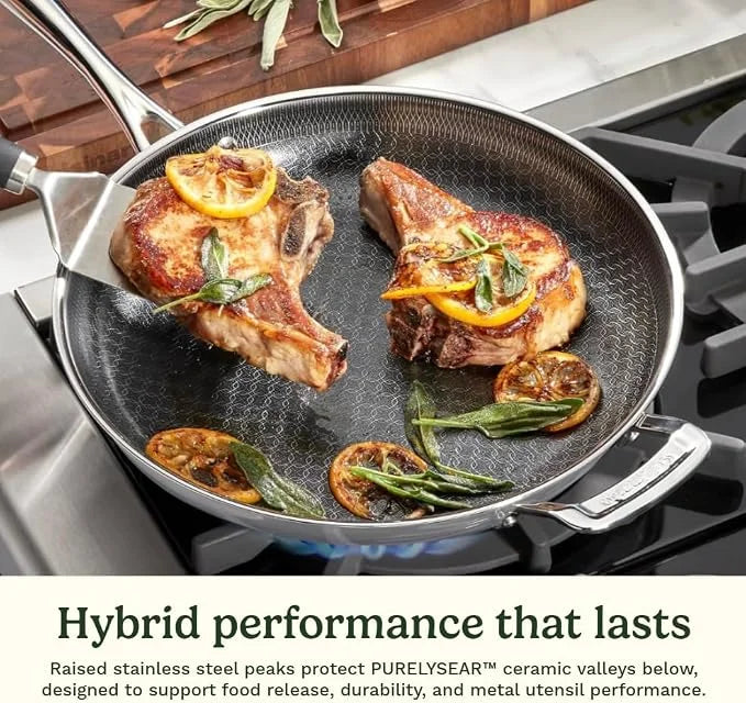 Cuisinart Skillet, PurelySear Hybrid, Tri-Ply Stainless Steel, 8 Inch