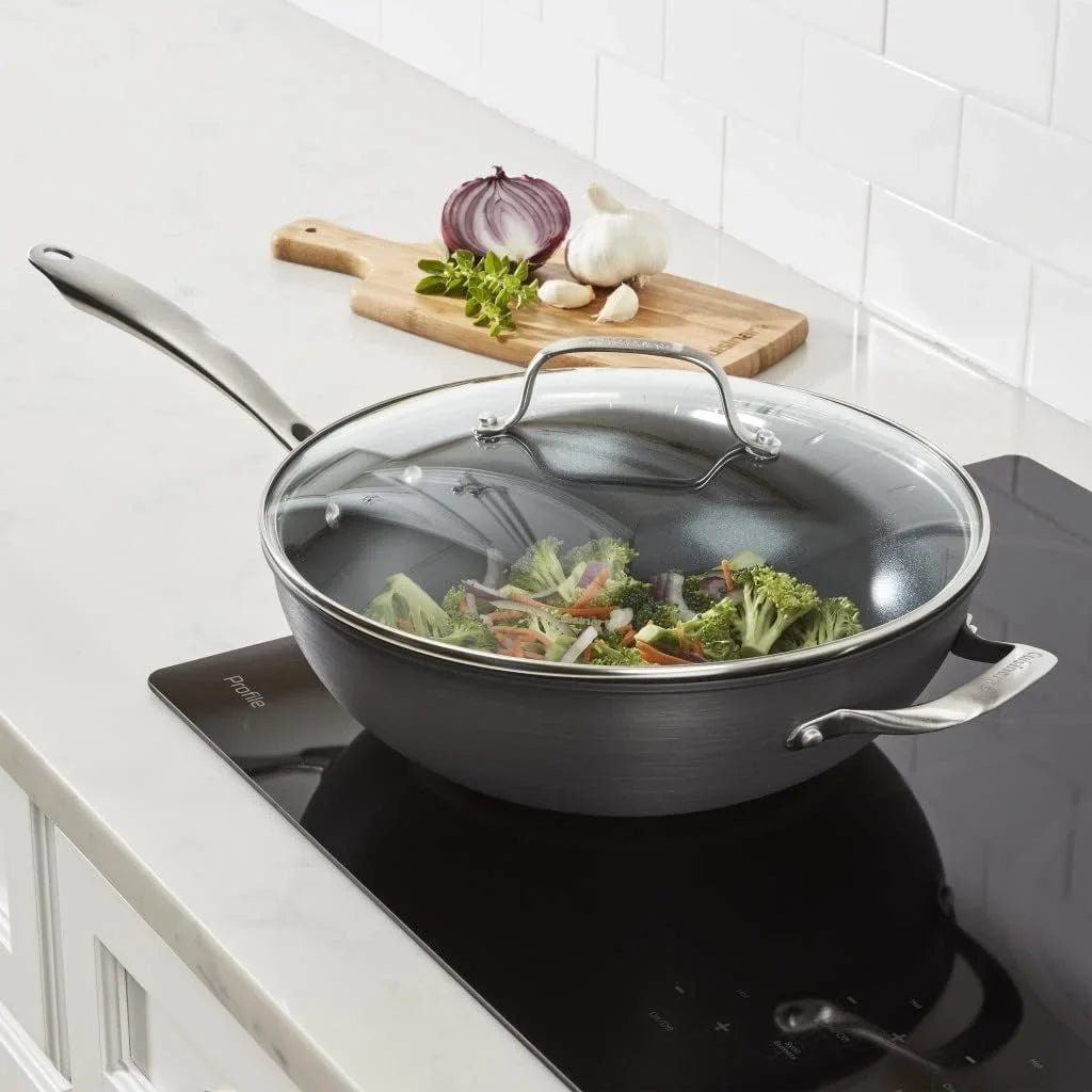 Cuisinart GG26-30H GreenGourmet Hard-Anodized Nonstick Stir-Fry Wok with Glass Cover 12-Inch