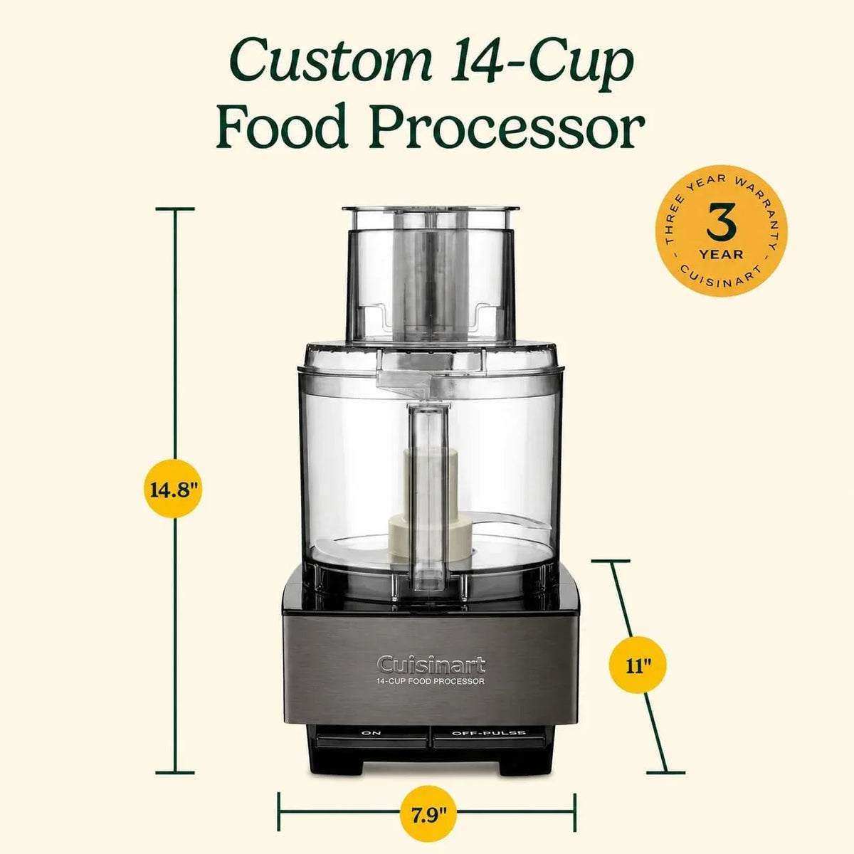 Cuisinart Food Processor 14-Cup Vegetable Chopper for Mincing, Dicing, Shredding, Puree & Kneading Dough, Black Stainless, DFP-14BKSY