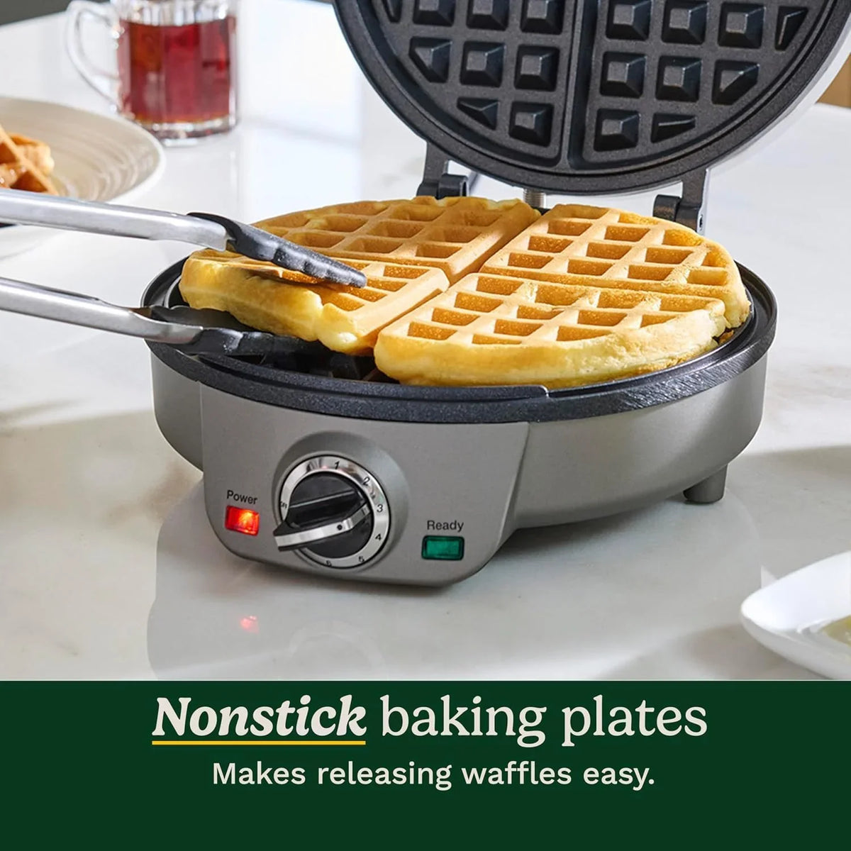 Cuisinart Belgian Waffle Maker, Round Waffle Iron, 6 Setting Adjustable Browning, Audible Alert, Nonstick Plates, WAF-200NAS