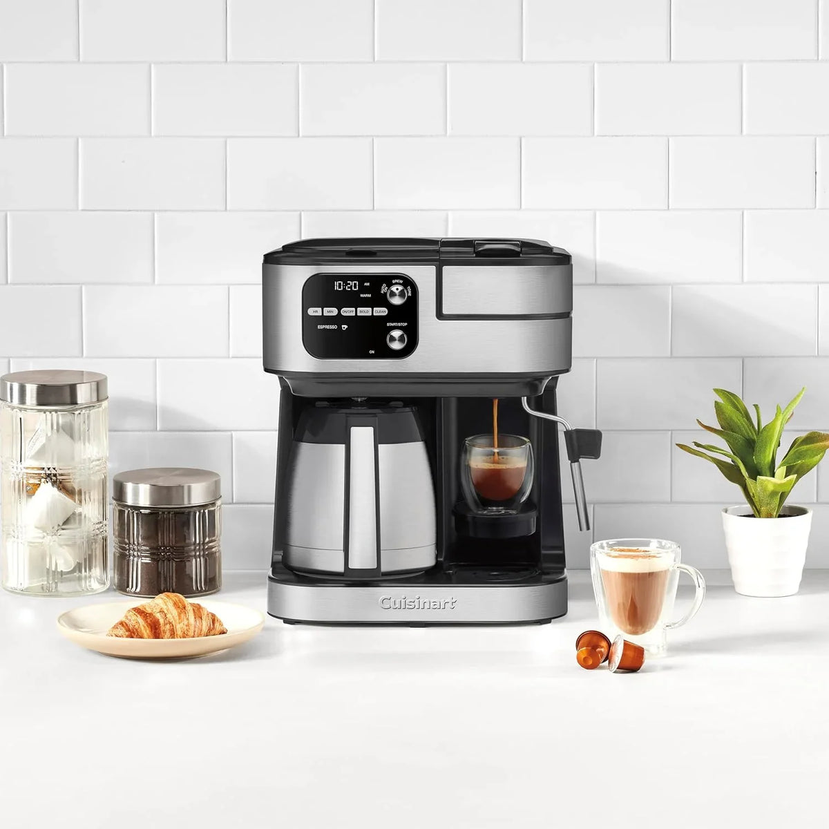 Cuisinart Coffeemaker, Coffee Center Barista Bar 4-In-1 Coffee Machine, Single-Serve Coffee, Espresso & Nespresso Capsule Compatible, 10-Cup Thermal Carafe, Black, SS-4N1TNAS