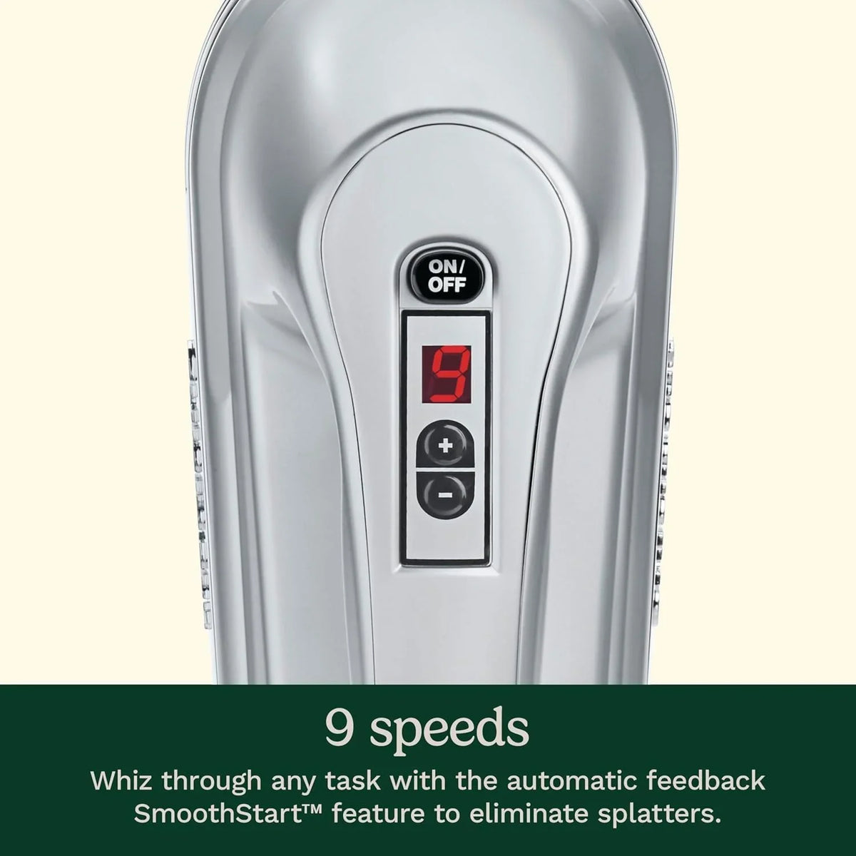 Cuisinart Power Advantage Plus 9-Speed Hand Mixer, 220W-Motor Hand Blender Electric Mixer with 9 Speed Settings, XL Dishwasher-Safe Beaters, 3 Low Mixing Speeds, Storage Case, Cream