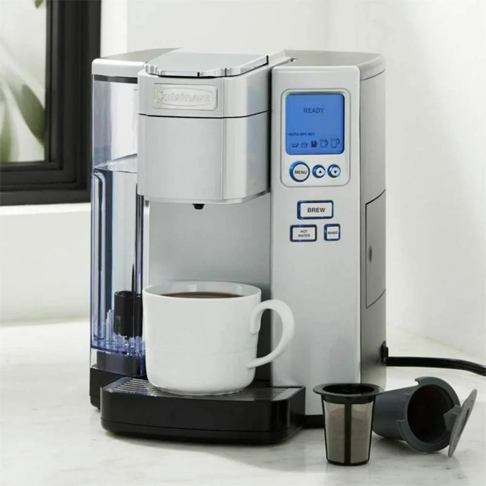 Cuisinart Coffee Maker, Single Serve 72-Ounce Reservoir Pod Coffee Machine, Programmable Brewing & Hot Water Dispenser, 5 Cup-Size Settings, Stainless Steel, SS-10P1, Silver