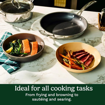 Cuisinart Hybrid Nonstick Frying Pans, Stainless Steel Scratch Proof, 3-Pc