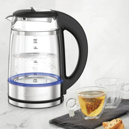 Cuisinart 1.7L Glass Variable Temperature Control Electric Kettle 110°F–212°F with Touchscreen Controls, Illumination, Dual‑Layer Cool‑Touch Design & Nondrip Spout