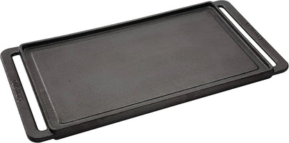 Cuisinart Reversible Cast Iron Grill/Griddle Plate, 15.75” x 9” Pre-Seasoned Cooking Surface with Flat and Ribbed Sides, Stovetop Griddle for Electric Ranges, Use on Stove, Campfire, or Gas Grill