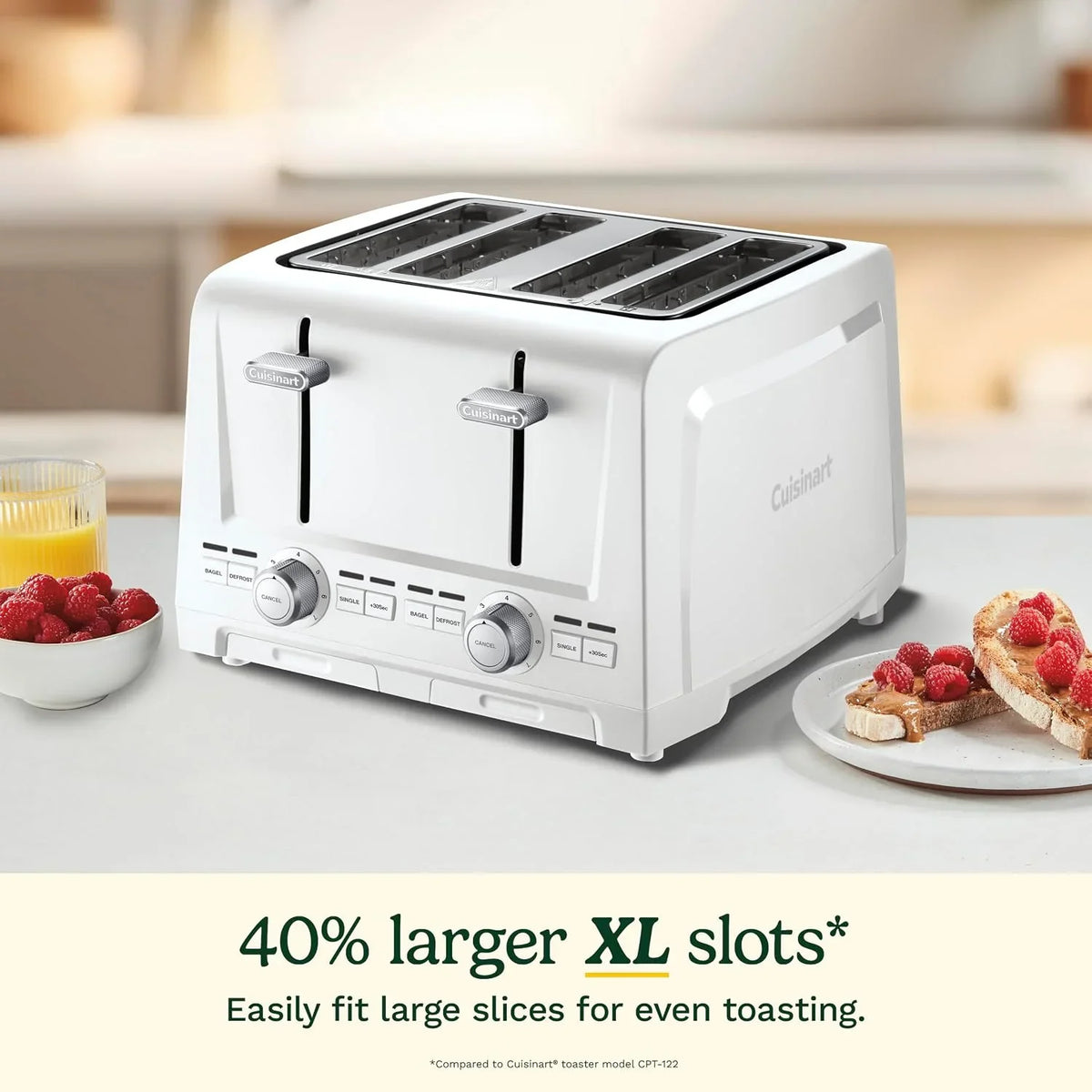 Cuisinart 4-Slice XL Slot Toaster, Extra-Wide Slots, 7 Shade Setting, White