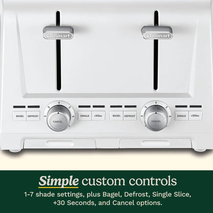 Cuisinart 4-Slice XL Slot Toaster, Extra-Wide Slots, 7 Shade Setting, White