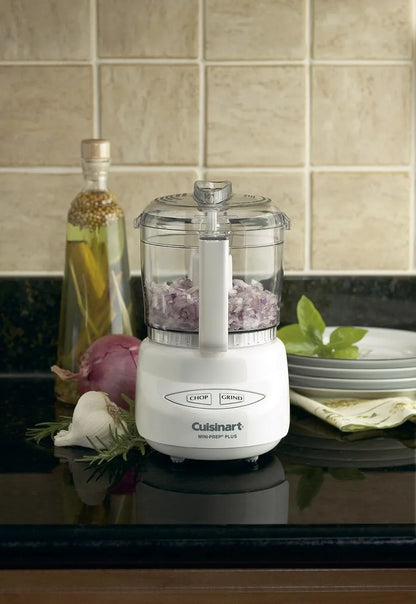 Cuisinart Mini-Prep Plus Food Processor, 3 Cup Mini Food Processor to Chop Herbs, Vegetables, and Hard Cheese, 3 Cup Work Bowl, Reversible Stainless Steel Blade, DLC-2A, White