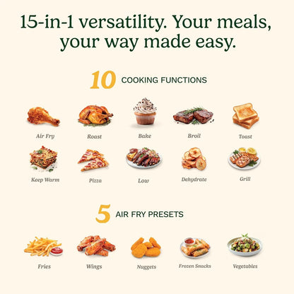 Cuisinart 15-in-1 Extra-Large Digital Air Fryer Oven with 9"x13" 2-in-1 Pan, Air Fry 4 Lbs of Wings, Cook a 13 Lb Turkey or 5+ Lb Chicken, Toast 9 Slices of Bread, and Bake a 13" Pizza, TOA-112