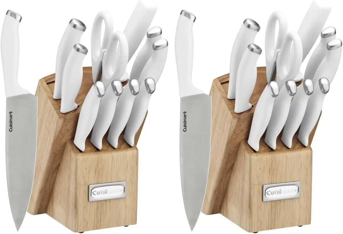 Cuisinart Block Knife Set, 12pc Cutlery Knife Set with Steel Blades for Precise Cutting, Lightweight, Stainless Steel, Durable & Dishwasher Safe, C77SSW-12P (Pack of 2)