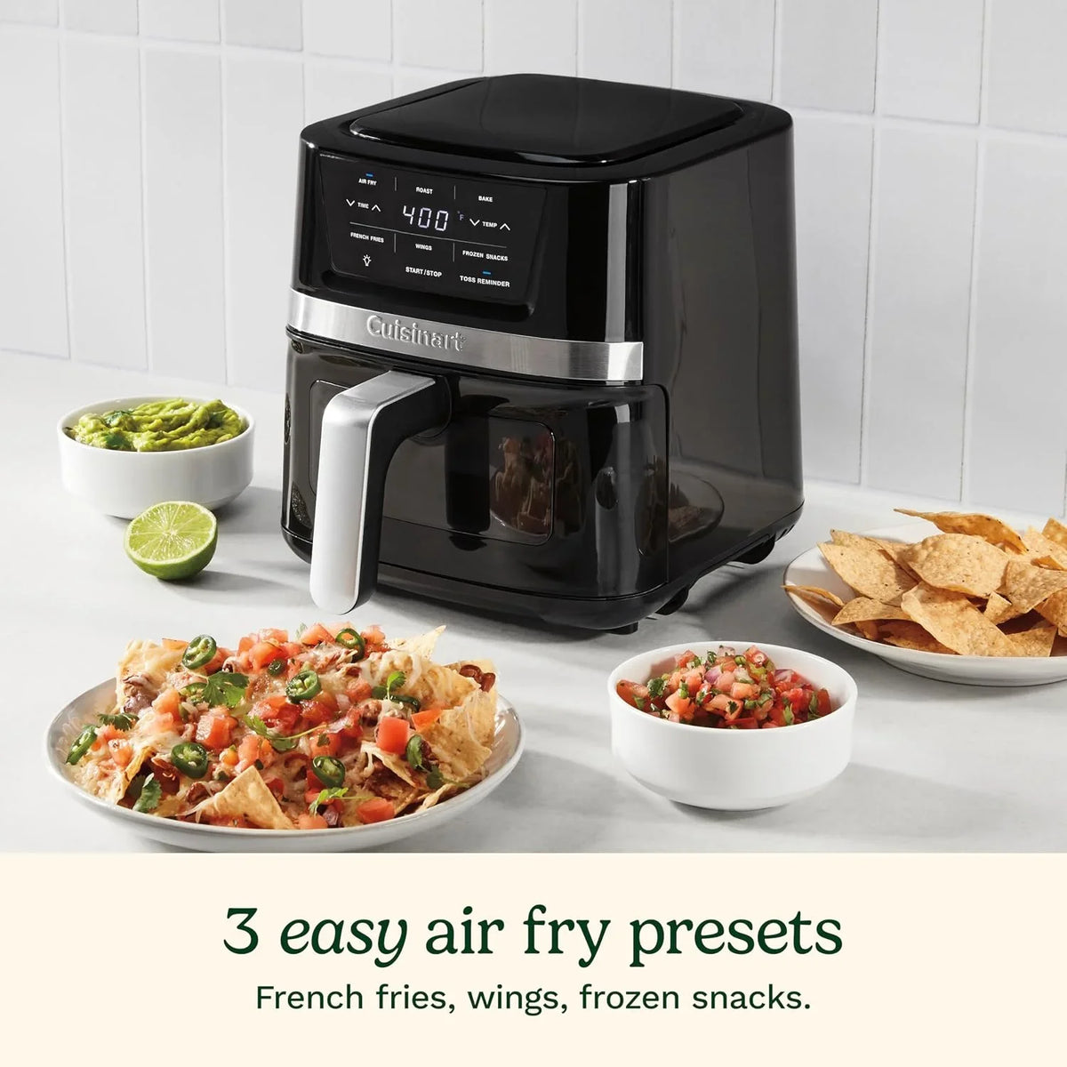 Cuisinart Air Fryer, 2.6-Quart Compact Basket Fryer with 3 Cooking Functions to Air Fry, Roast, and Bake, 3 Airfryer Presets, Dishwasher-Safe Parts, AIR-80, Stainless Steel & Black