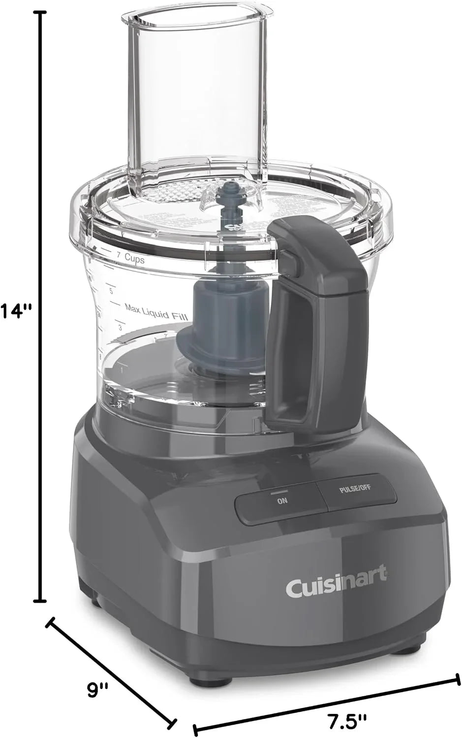 Cuisinart 7-Cup Sleek and Modern Design Food Processor with Two Easy Controls and Universal Blade for Chopping, Mixing, and Dough (Gray)