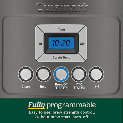 Cuisinart 14-Cup Coffee Maker, Programmable PerfecTemp Glass Carafe Coffee Machine with 1-4 Cup Setting, Brew Strength Control and Pause, Stainless Steel, DCC-3200BKSNAS, Black