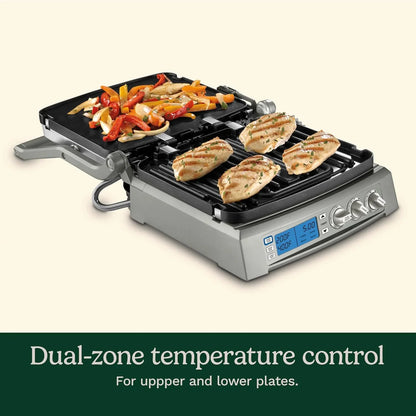 Cuisinart 6-in-1 Elite Griddler, Electric Grill, Griddle & Top Melt, 500°F Temperature Sear Function, LCD Screen, Dishwasher-Safe Cooking Plates, GR-300NAS, Stainless Steel