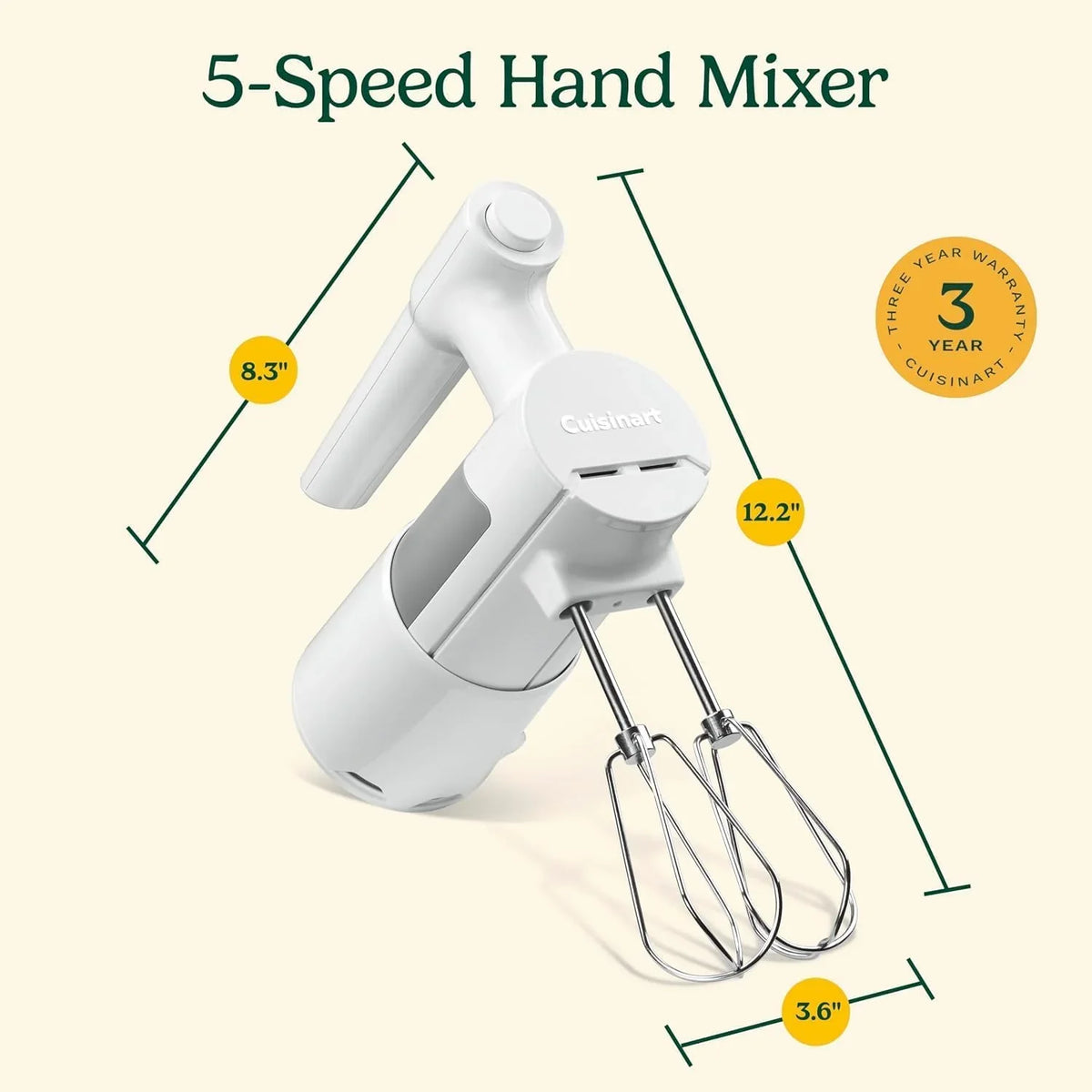 Cuisinart 5 Speed Hand Mixer, HM-150, Yellow
