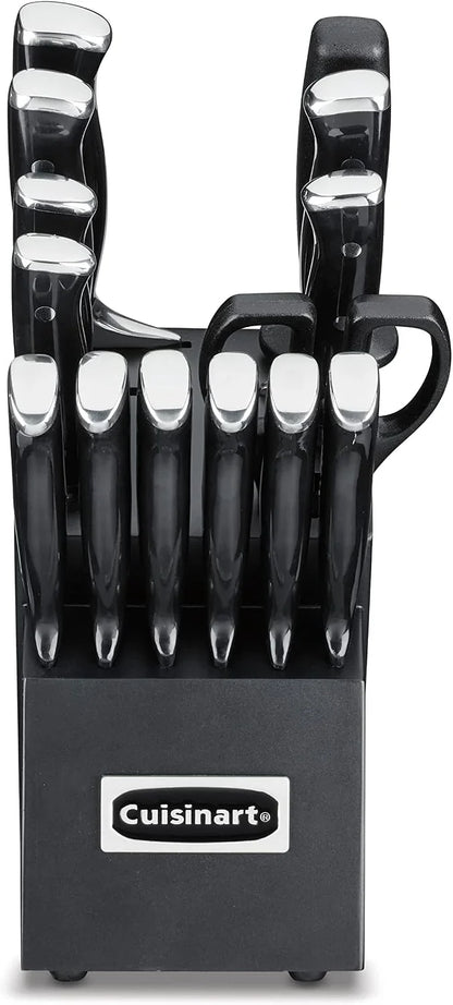 Cuisinart 15-Piece Knife Set with Block, High Carbon Stainless Steel, Forged Triple Rivet (Black/Black)
